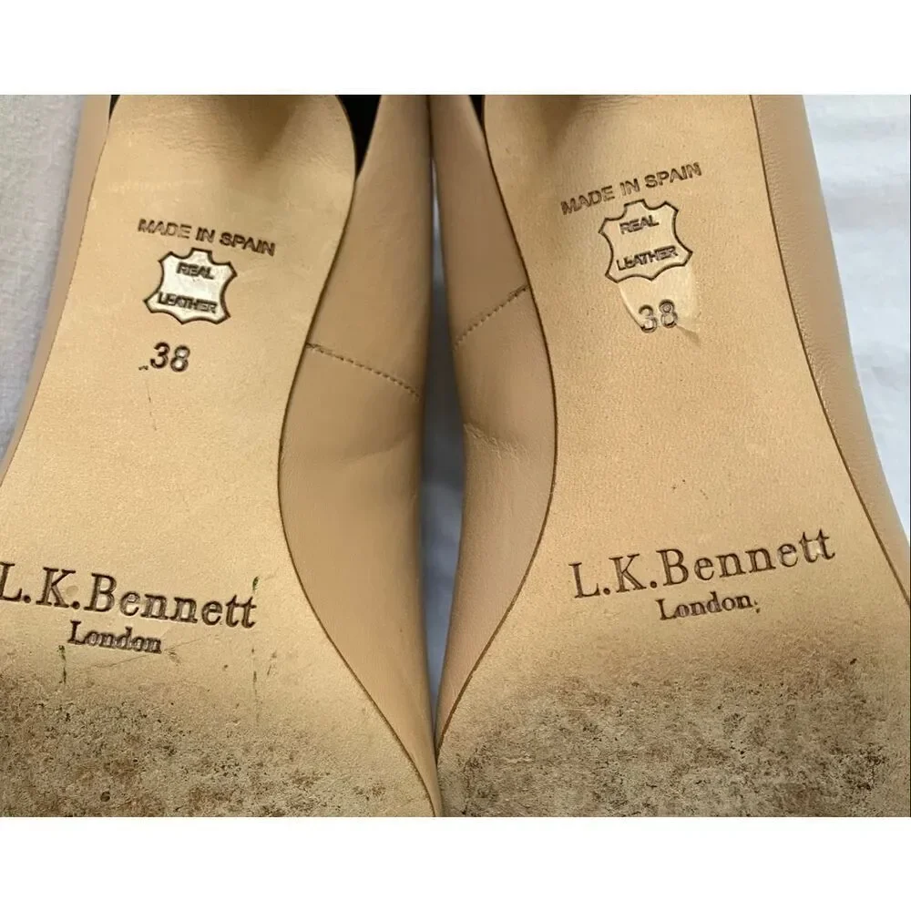 L.K. Bennett Roxy Trench black & tan Leather Heels Pumps Shoes sz 38